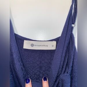 Blue Plunging Midi Sundress